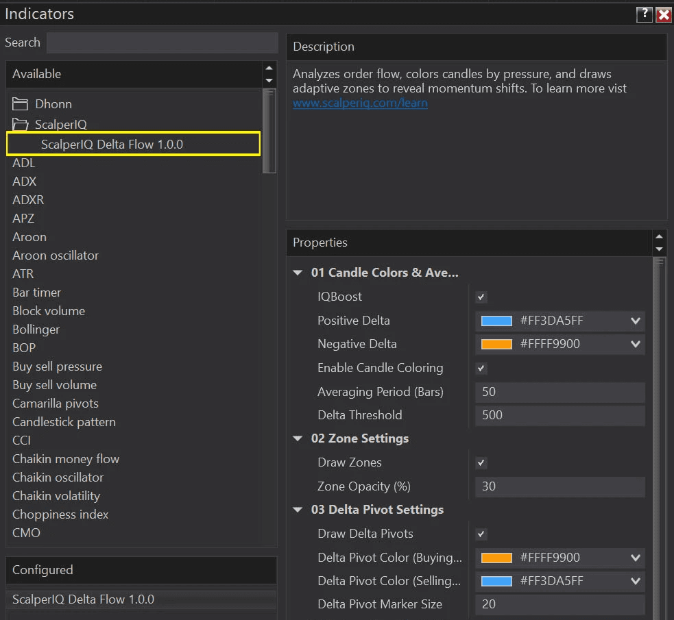Add ScalperIQ indicator