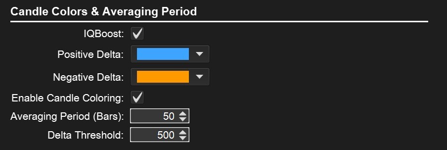 Candle colors settings