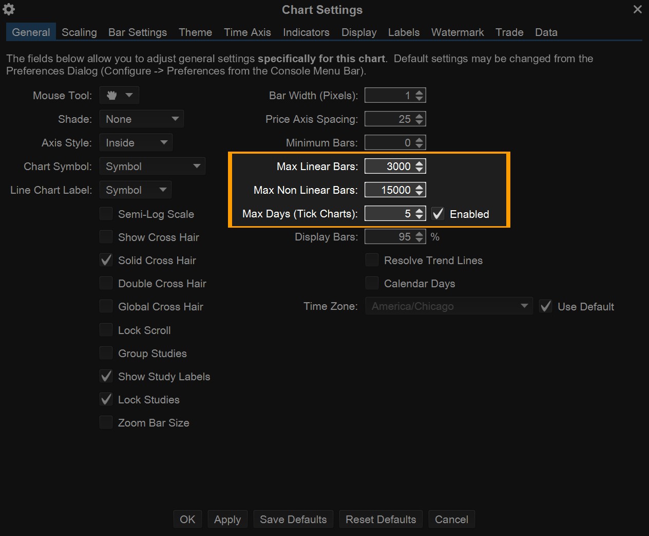 Chart settings — reduce bar count for stability