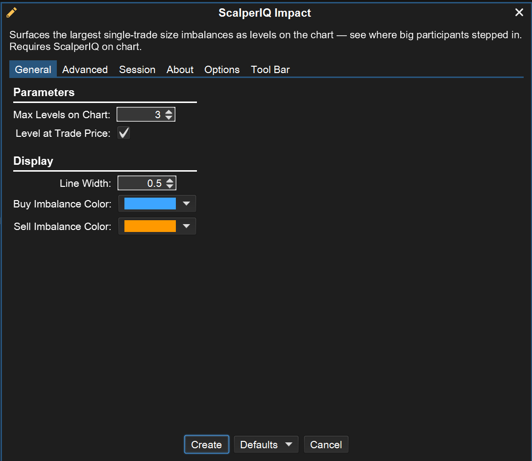 Impact general settings