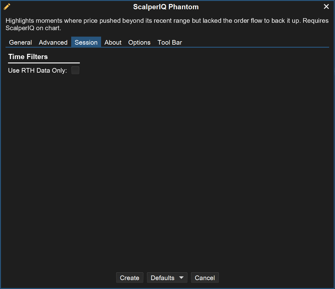 Phantom session settings